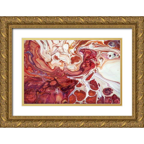 Fluid Acrylic Bringing Into Life 1 Gold Ornate Wood Framed Art Print with Double Matting by Jenny Rainbow Fine Art