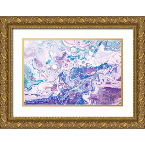 Fluid Acrylic Underwater Worlds 1 Gold Ornate Wood Framed Art Print with Double Matting by Jenny Rainbow Fine Art