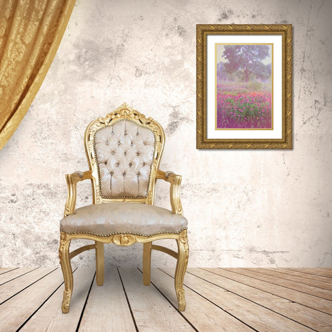 Monet Spring Gold Ornate Wood Framed Art Print with Double Matting by Jenny Rainbow Fine Art