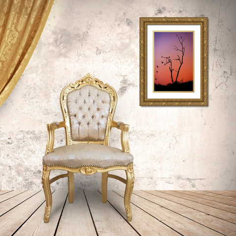 Mysterious Sunset Gold Ornate Wood Framed Art Print with Double Matting by Jenny Rainbow Fine Art