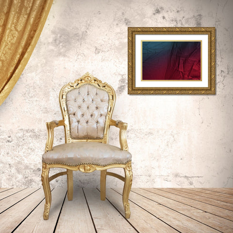 Play of Hues Burgundy and Sapphire Gold Ornate Wood Framed Art Print with Double Matting by Jenny Rainbow Fine Art