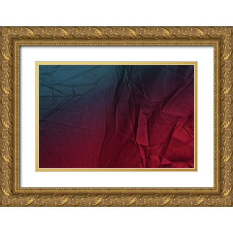 Play of Hues Burgundy and Sapphire Gold Ornate Wood Framed Art Print with Double Matting by Jenny Rainbow Fine Art
