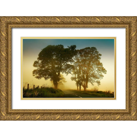 Twilight Guardians Gold Ornate Wood Framed Art Print with Double Matting by Jenny Rainbow Fine Art