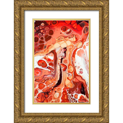 Fluid Acrylic Coral Reefs 2 Gold Ornate Wood Framed Art Print with Double Matting by Jenny Rainbow Fine Art