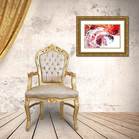 Fluid Acrylic Coral Reefs Gold Ornate Wood Framed Art Print with Double Matting by Jenny Rainbow Fine Art