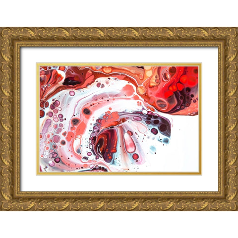 Fluid Acrylic Coral Reefs Gold Ornate Wood Framed Art Print with Double Matting by Jenny Rainbow Fine Art