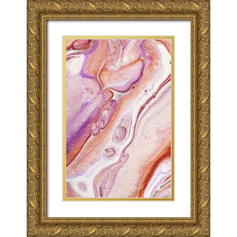 Fluid Acrylic Dazzling Bubbles 2 Gold Ornate Wood Framed Art Print with Double Matting by Jenny Rainbow Fine Art