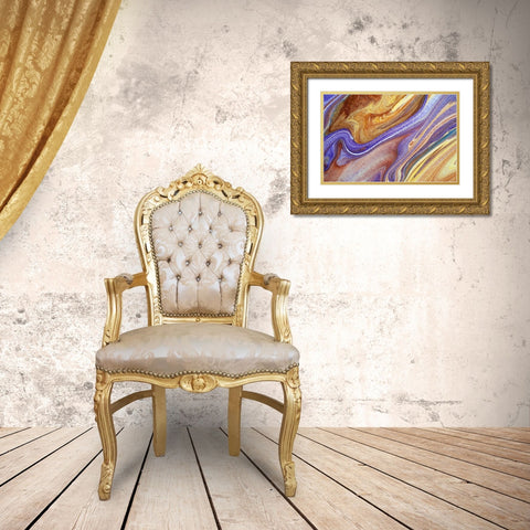 Fluid Acrylic Elusive Goal Gold Ornate Wood Framed Art Print with Double Matting by Jenny Rainbow Fine Art