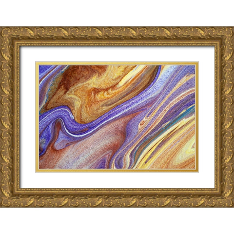 Fluid Acrylic Elusive Goal Gold Ornate Wood Framed Art Print with Double Matting by Jenny Rainbow Fine Art