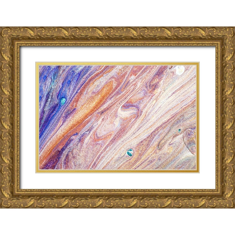 Fluid Acrylic Living Essence Gold Ornate Wood Framed Art Print with Double Matting by Jenny Rainbow Fine Art