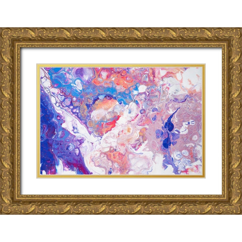 Fluid Acrylic Winter Delight 3 Gold Ornate Wood Framed Art Print with Double Matting by Jenny Rainbow Fine Art