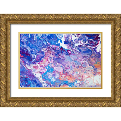 Fluid Acrylic Winter Delight 5 Gold Ornate Wood Framed Art Print with Double Matting by Jenny Rainbow Fine Art
