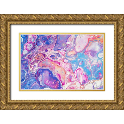 Fluid Acrylic Winter Delight 9 Gold Ornate Wood Framed Art Print with Double Matting by Jenny Rainbow Fine Art