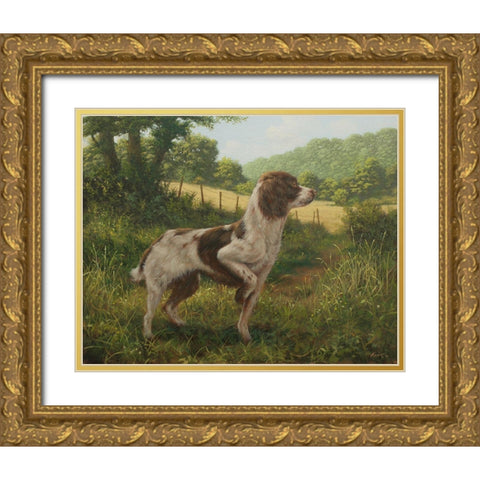 C964 Standing Springer(L) Gold Ornate Wood Framed Art Print with Double Matting by Silver, John