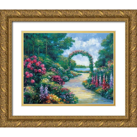 Lakeside Arbor Gold Ornate Wood Framed Art Print with Double Matting by Zaccheo, John