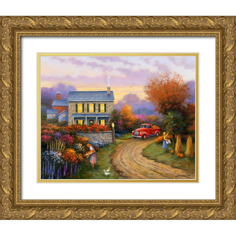Fall Harvest Gold Ornate Wood Framed Art Print with Double Matting by Zaccheo, John