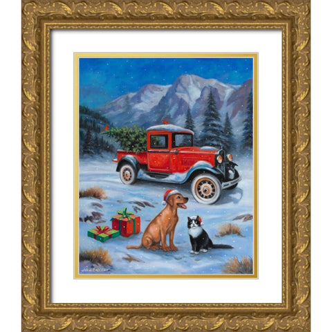Waiting for Christmas Gold Ornate Wood Framed Art Print with Double Matting by Zaccheo, John