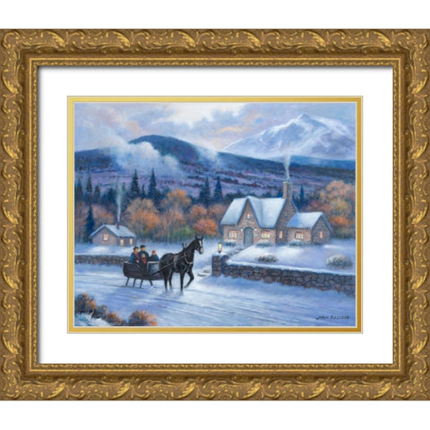 Sleighride Home Gold Ornate Wood Framed Art Print with Double Matting by Zaccheo, John