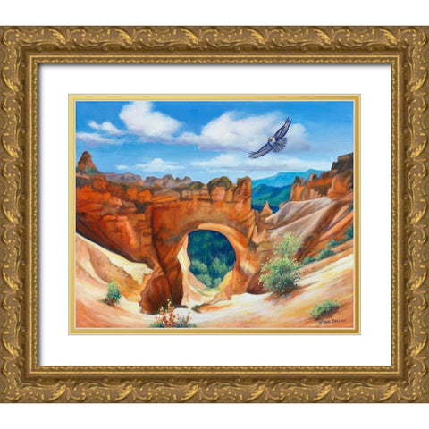 Hawk Over Bryce Canyon Gold Ornate Wood Framed Art Print with Double Matting by Zaccheo, John