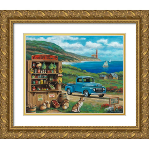 Coastal Market Stand Gold Ornate Wood Framed Art Print with Double Matting by Zaccheo, John