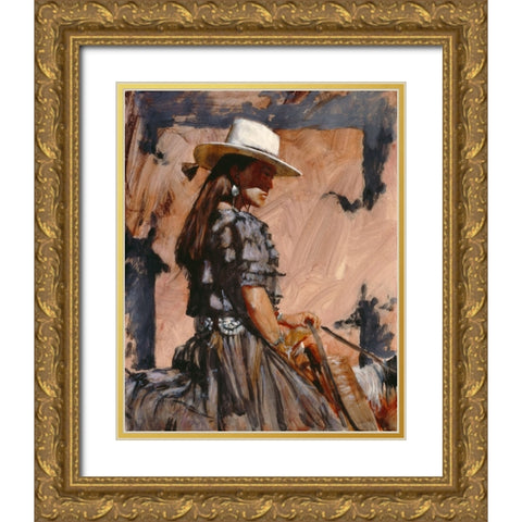 At A Walk Gold Ornate Wood Framed Art Print with Double Matting by Knauf, J.E.