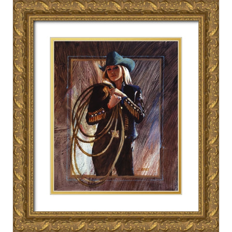 Bring Em On Gold Ornate Wood Framed Art Print with Double Matting by Knauf, J.E.