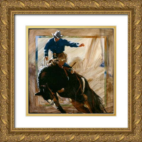 Headin Right Gold Ornate Wood Framed Art Print with Double Matting by Knauf, J.E.
