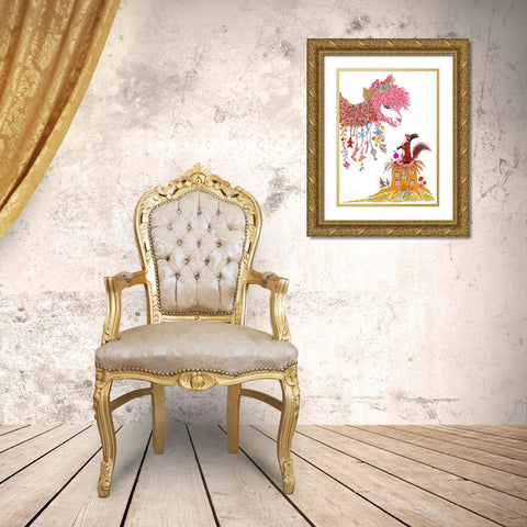Candy Lama Powdered Sugar Gold Ornate Wood Framed Art Print with Double Matting by Kwerki Studios