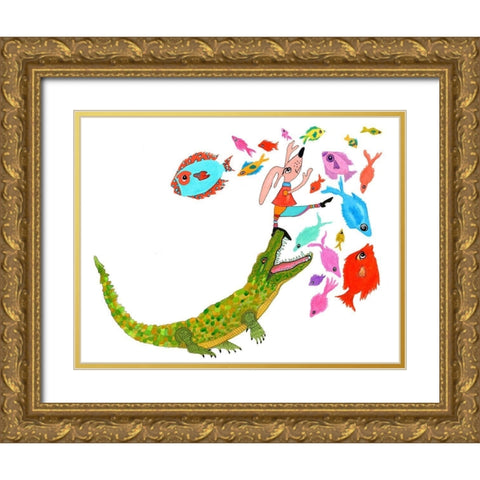 Dont Eat Me Gold Ornate Wood Framed Art Print with Double Matting by Kwerki Studios