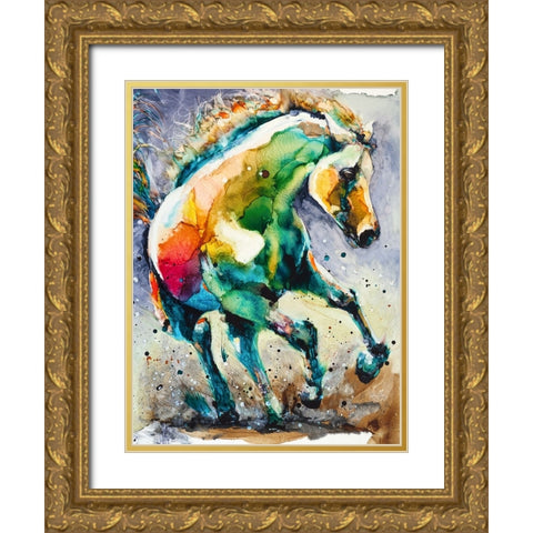 Horse of Another Color Gold Ornate Wood Framed Art Print with Double Matting by Art by Leslie Franklin