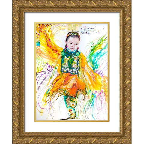 The Shawl Dancer Gold Ornate Wood Framed Art Print with Double Matting by Art by Leslie Franklin