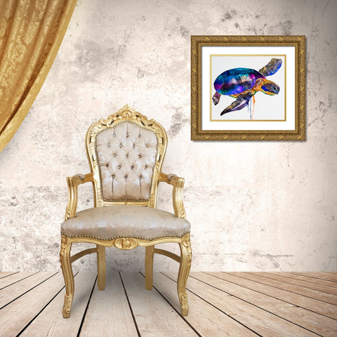 Sea turtle Gold Ornate Wood Framed Art Print with Double Matting by Art by Leslie Franklin