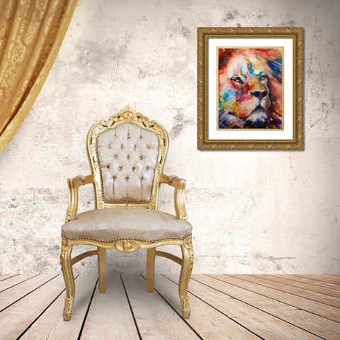 Leo Gold Ornate Wood Framed Art Print with Double Matting by Art by Leslie Franklin