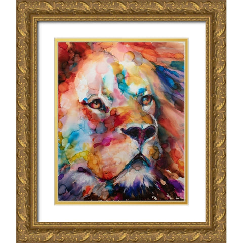Leo Gold Ornate Wood Framed Art Print with Double Matting by Art by Leslie Franklin
