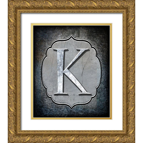 Letter K Gold Ornate Wood Framed Art Print with Double Matting by LightBoxJournal