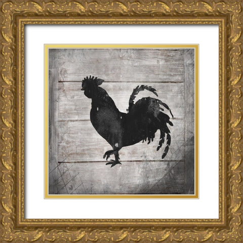 FarmFreshRiseWithTheChickens V2 Gold Ornate Wood Framed Art Print with Double Matting by LightBoxJournal