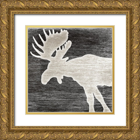 Good Night Moose V1 3 Gold Ornate Wood Framed Art Print with Double Matting by LightBoxJournal
