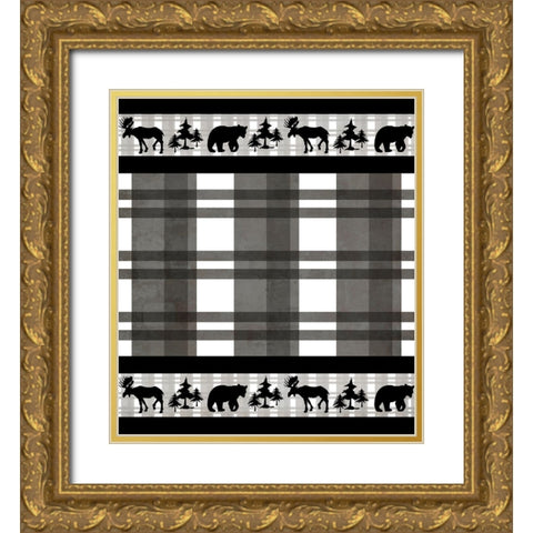 Lodge Surface Pattern_V1 3 Gold Ornate Wood Framed Art Print with Double Matting by LightBoxJournal