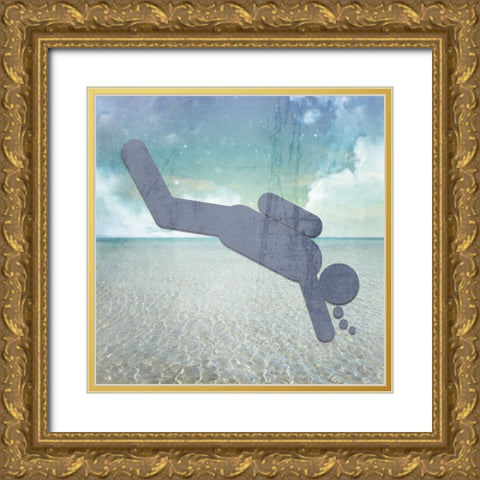 Signs_Diver Gold Ornate Wood Framed Art Print with Double Matting by LightBoxJournal