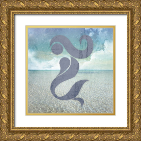 Signs_Mermaid Gold Ornate Wood Framed Art Print with Double Matting by LightBoxJournal