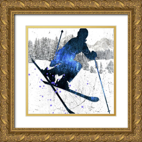 Extreme Skier 05 Gold Ornate Wood Framed Art Print with Double Matting by LightBoxJournal