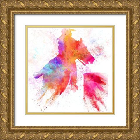 Painted Cowgirl 01 Gold Ornate Wood Framed Art Print with Double Matting by LightBoxJournal