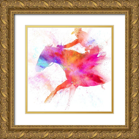 Painted Cowgirl 04 Gold Ornate Wood Framed Art Print with Double Matting by LightBoxJournal