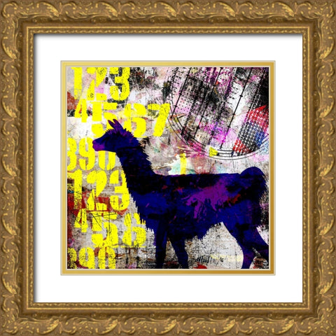 Painted Llama 1_Grunge Gold Ornate Wood Framed Art Print with Double Matting by LightBoxJournal