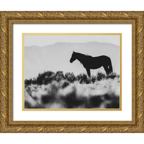 Wild Horses of the Great Basin 02 Gold Ornate Wood Framed Art Print with Double Matting by LightBoxJournal