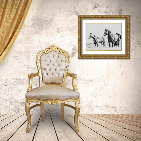 Wild Horses of the Great Basin 04 Gold Ornate Wood Framed Art Print with Double Matting by LightBoxJournal