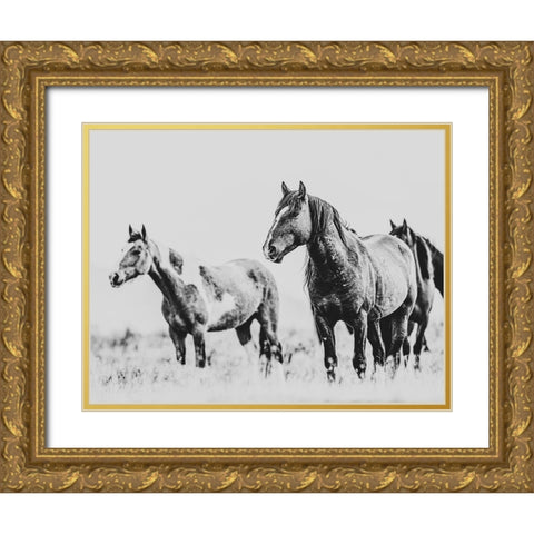 Wild Horses of the Great Basin 04 Gold Ornate Wood Framed Art Print with Double Matting by LightBoxJournal