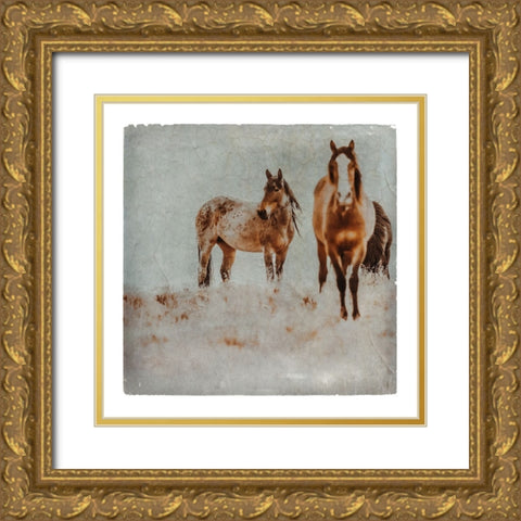 Wild Horses of the Great Basin Lomography 03 Gold Ornate Wood Framed Art Print with Double Matting by LightBoxJournal