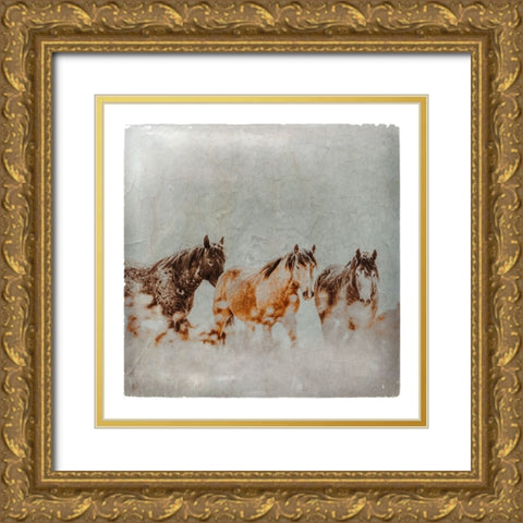 Wild Horses of the Great Basin Lomography 04 Gold Ornate Wood Framed Art Print with Double Matting by LightBoxJournal