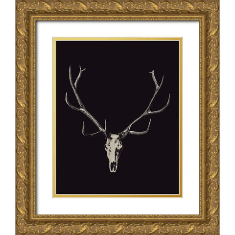 The Rustic Antler 01 Gold Ornate Wood Framed Art Print with Double Matting by LightBoxJournal